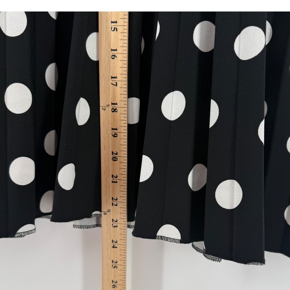 SEWO Womens Polka Dot Midi Skirt Size 42 US 10 B/W Pleated A-Line Made in Turkey - Picture 7 of 8